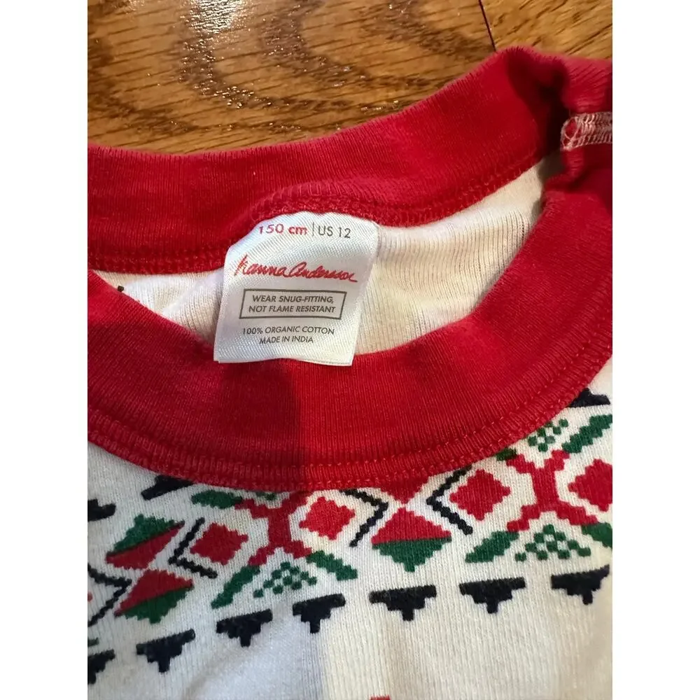 2 sets Hanna Anderson Organic Cotton Kids Pajamas Christmas size 150 12